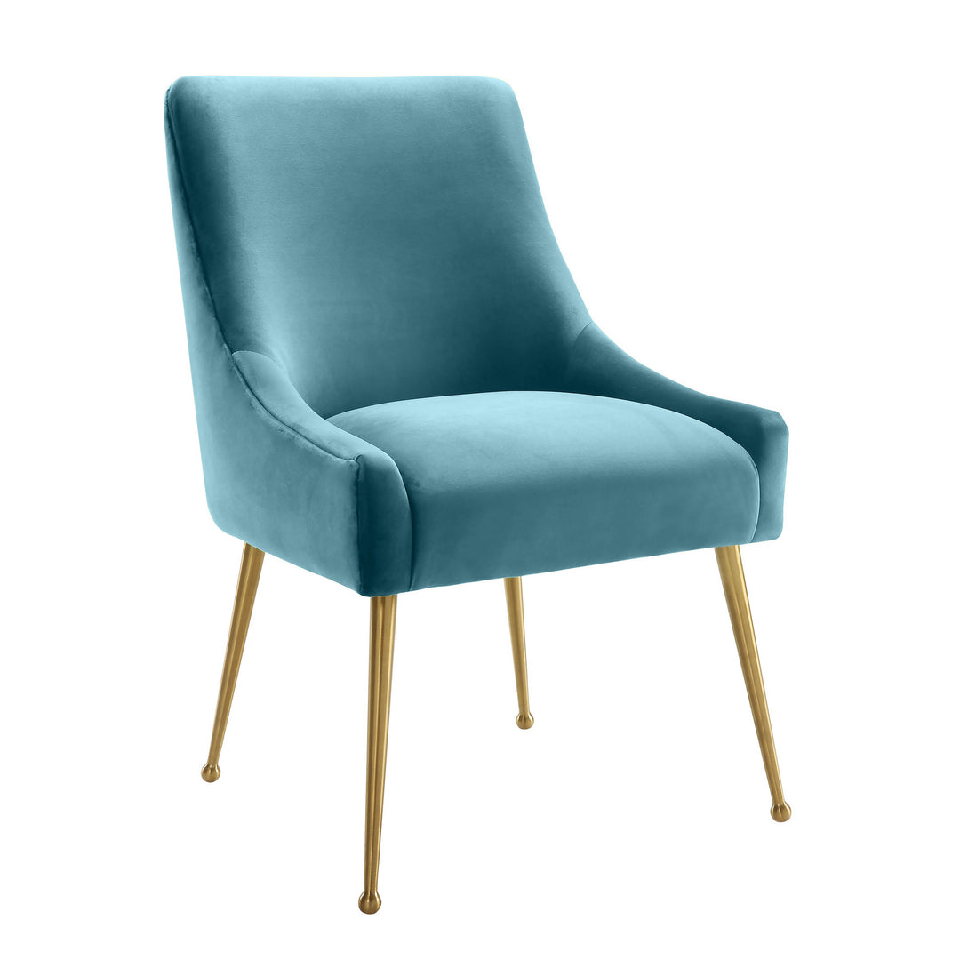 Beatrix Sea Blue Velvet Side Chair