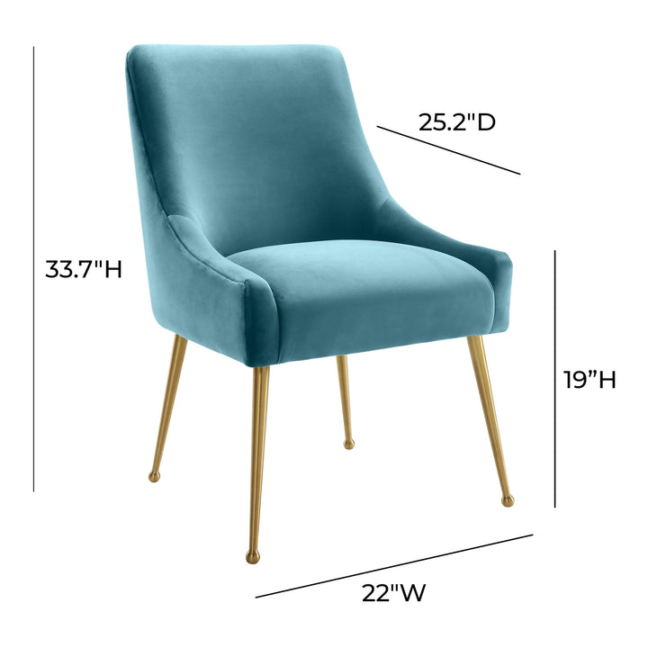 Beatrix Sea Blue Velvet Side Chair