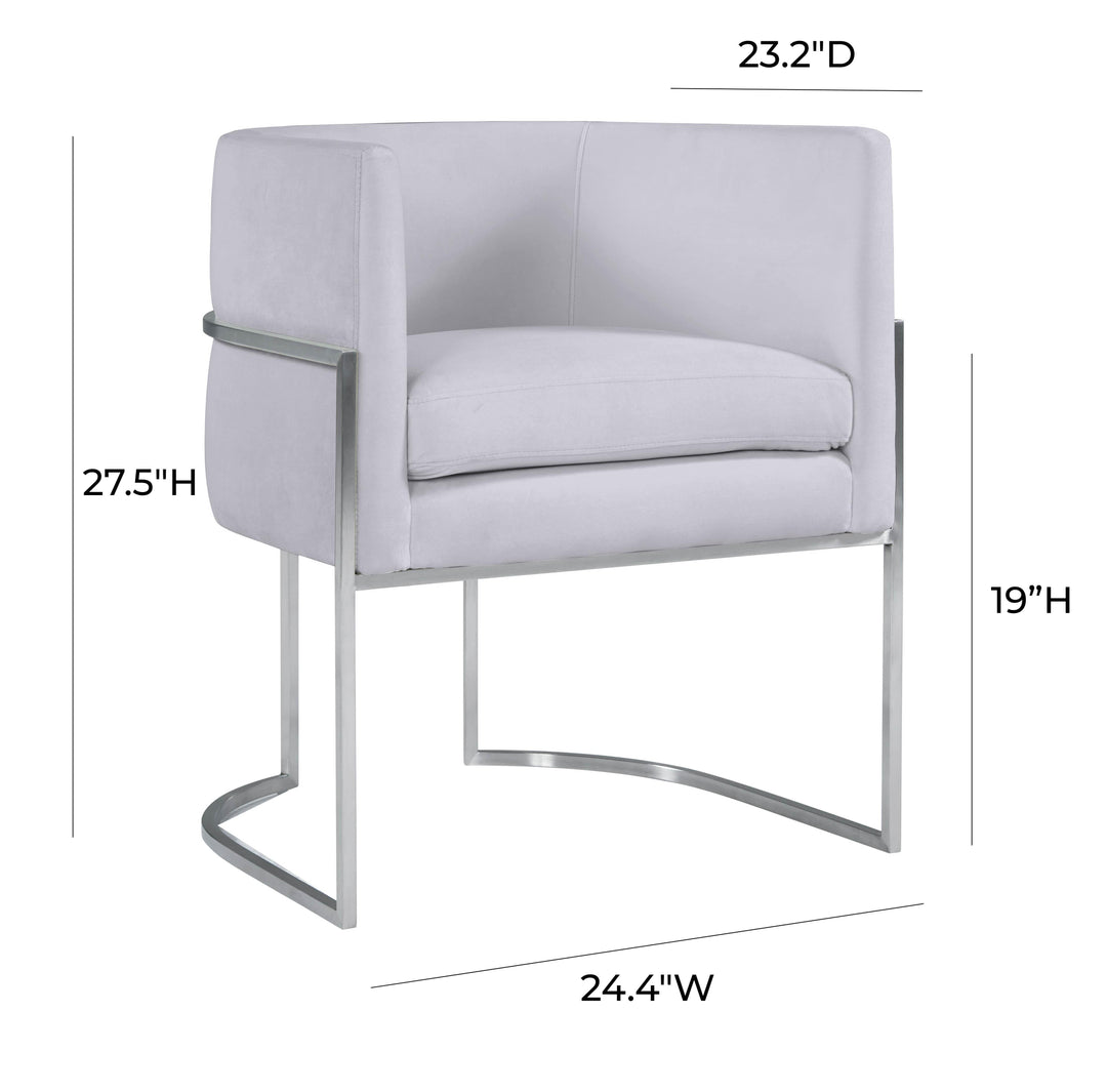 Giselle Grey Velvet Dining Chair with Silver Leg