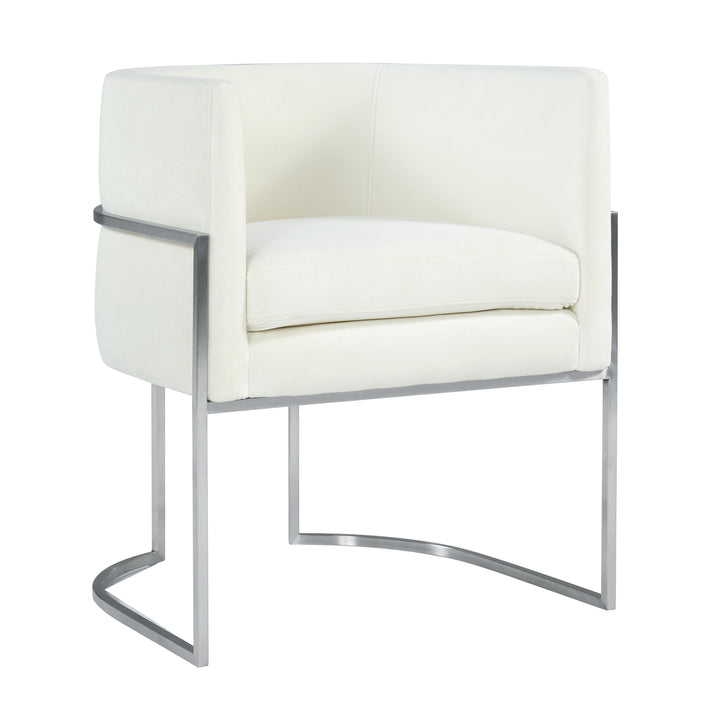 Giselle Cream Velvet Dining Chair Silver Leg