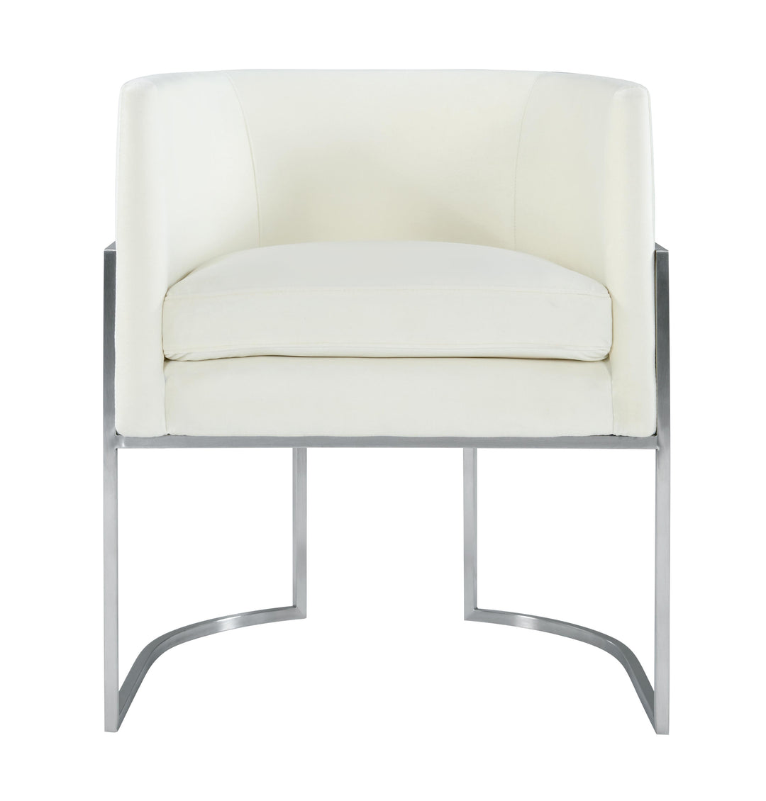 Giselle Cream Velvet Dining Chair Silver Leg