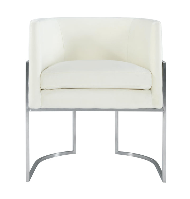 Giselle Cream Velvet Dining Chair Silver Leg