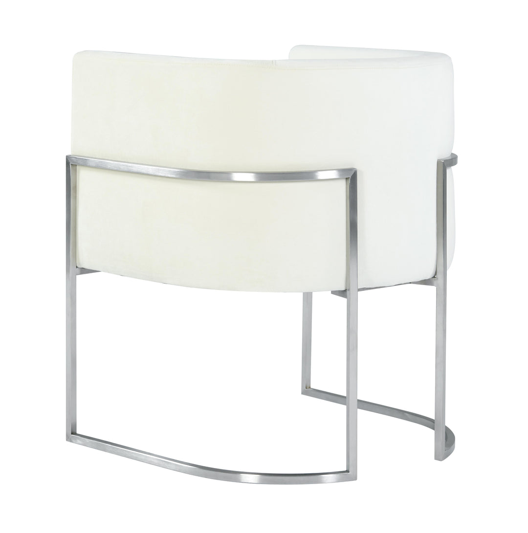 Giselle Cream Velvet Dining Chair Silver Leg