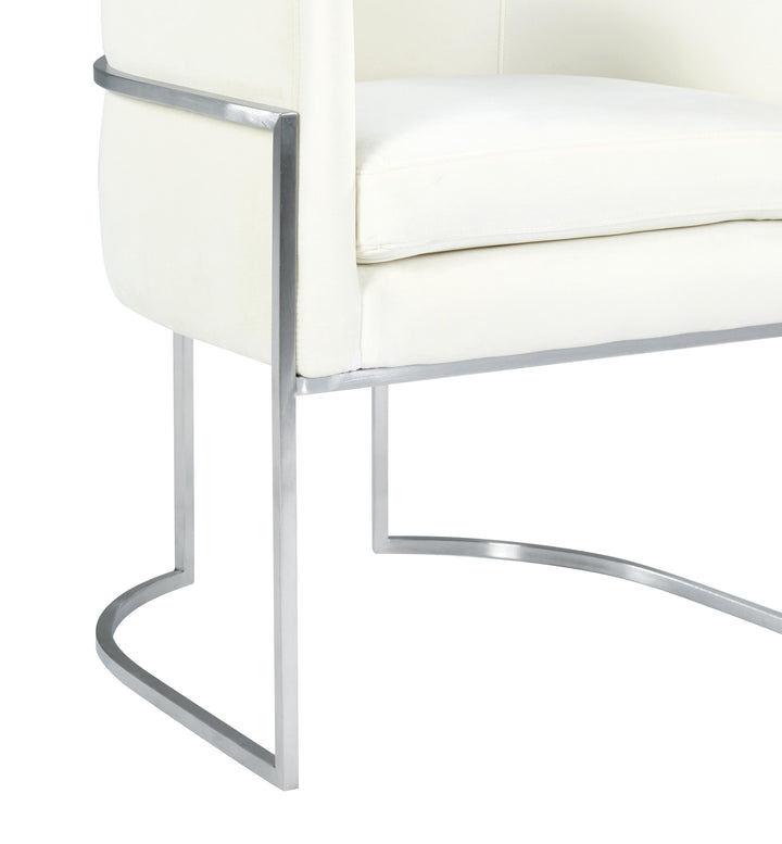 Giselle Cream Velvet Dining Chair Silver Leg