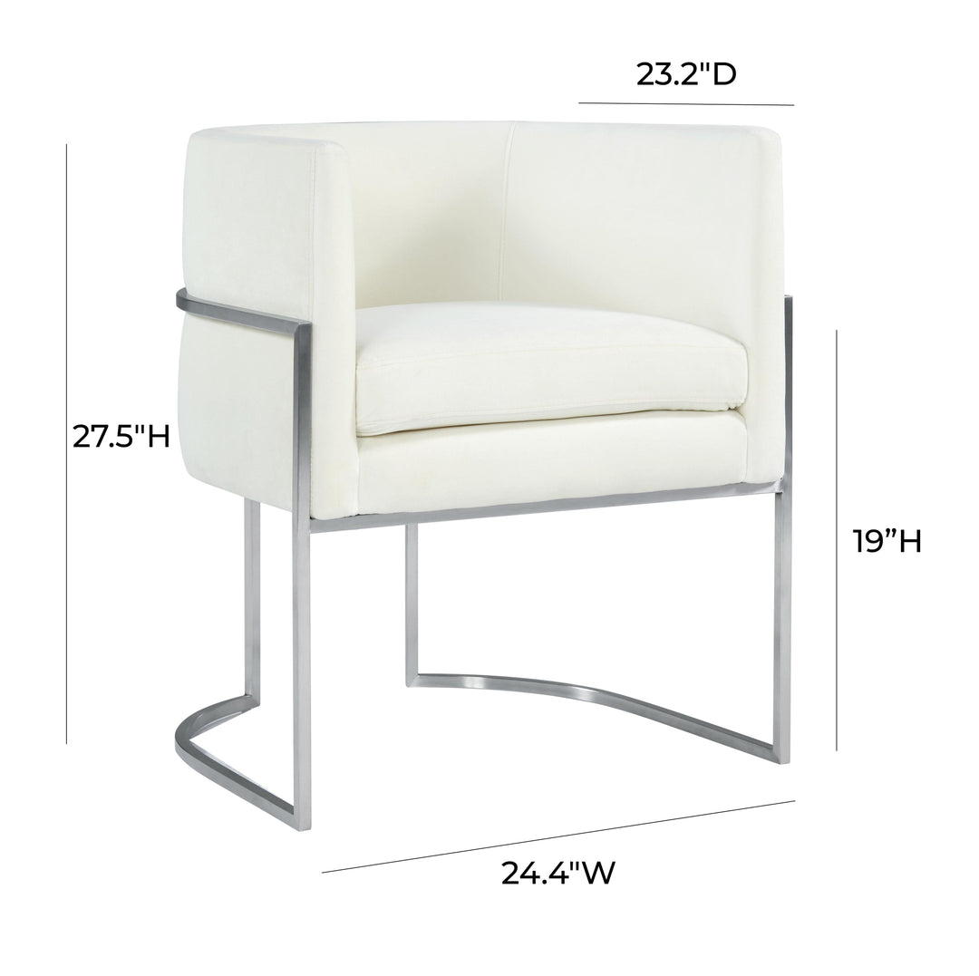 Giselle Cream Velvet Dining Chair Silver Leg