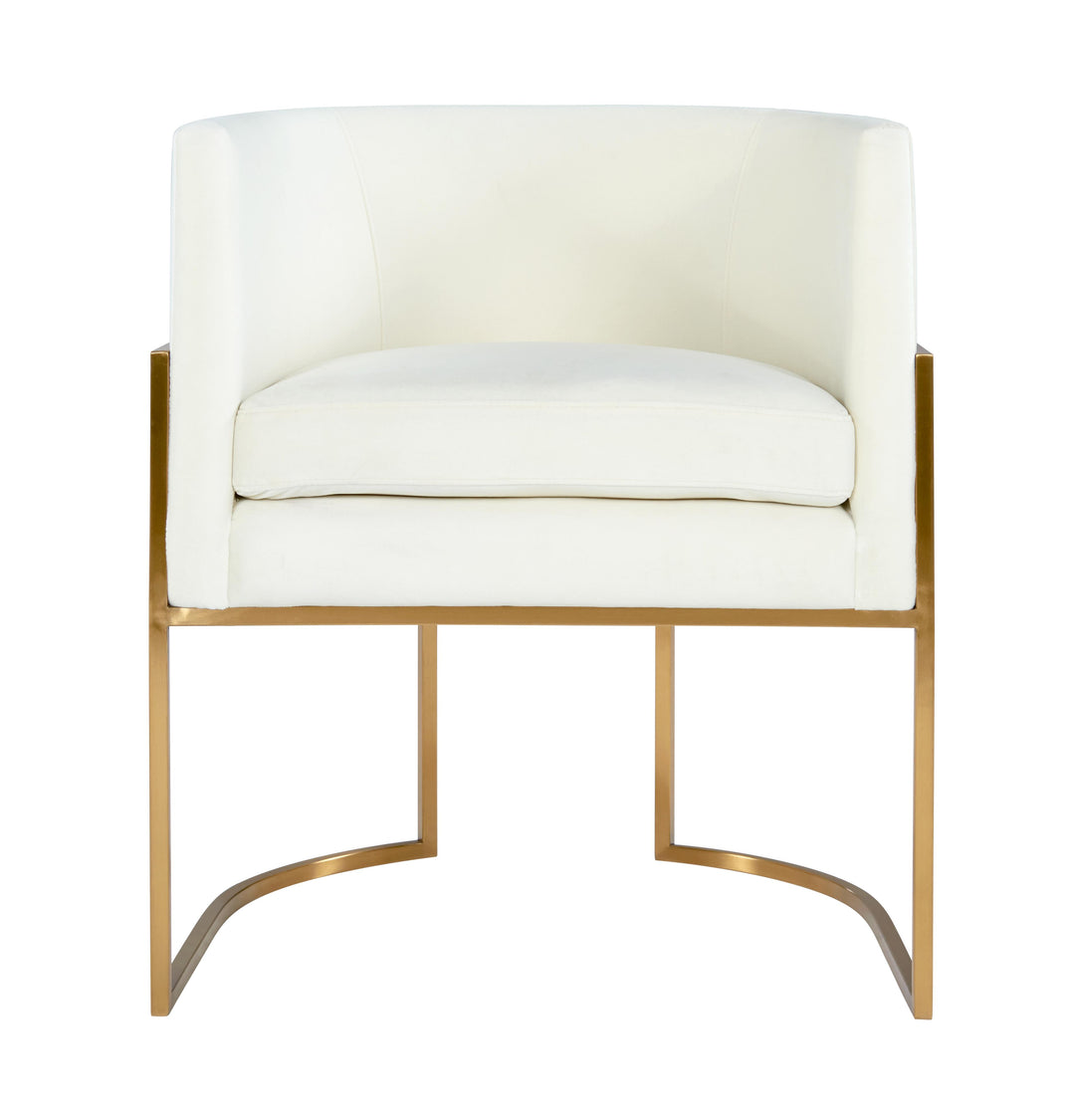 Giselle Cream Velvet Dining Chair Gold Leg