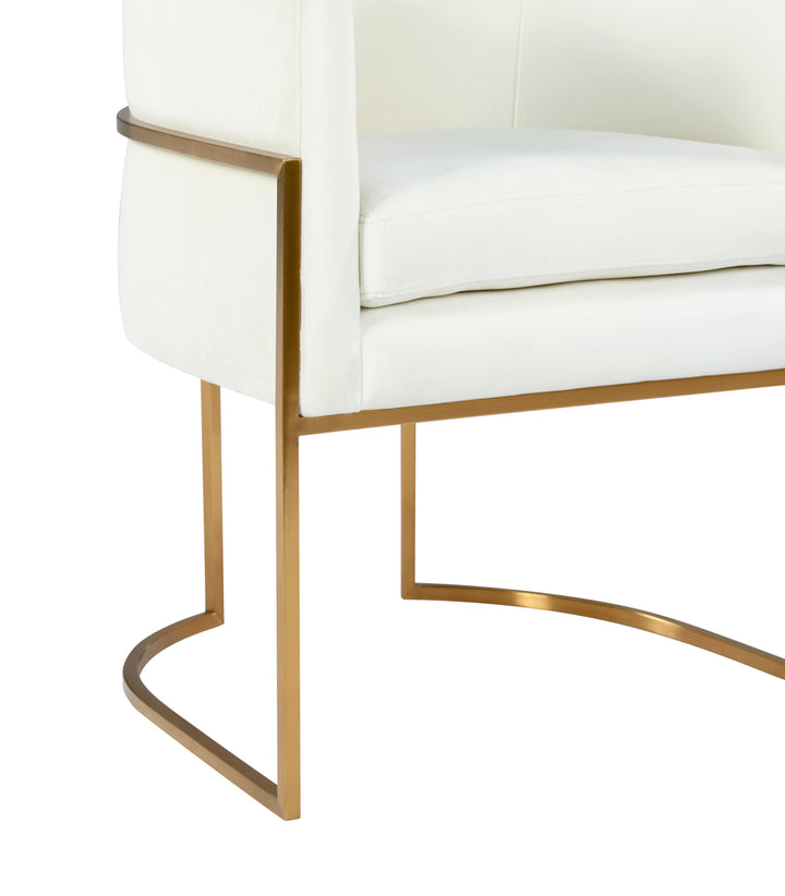 Giselle Cream Velvet Dining Chair Gold Leg