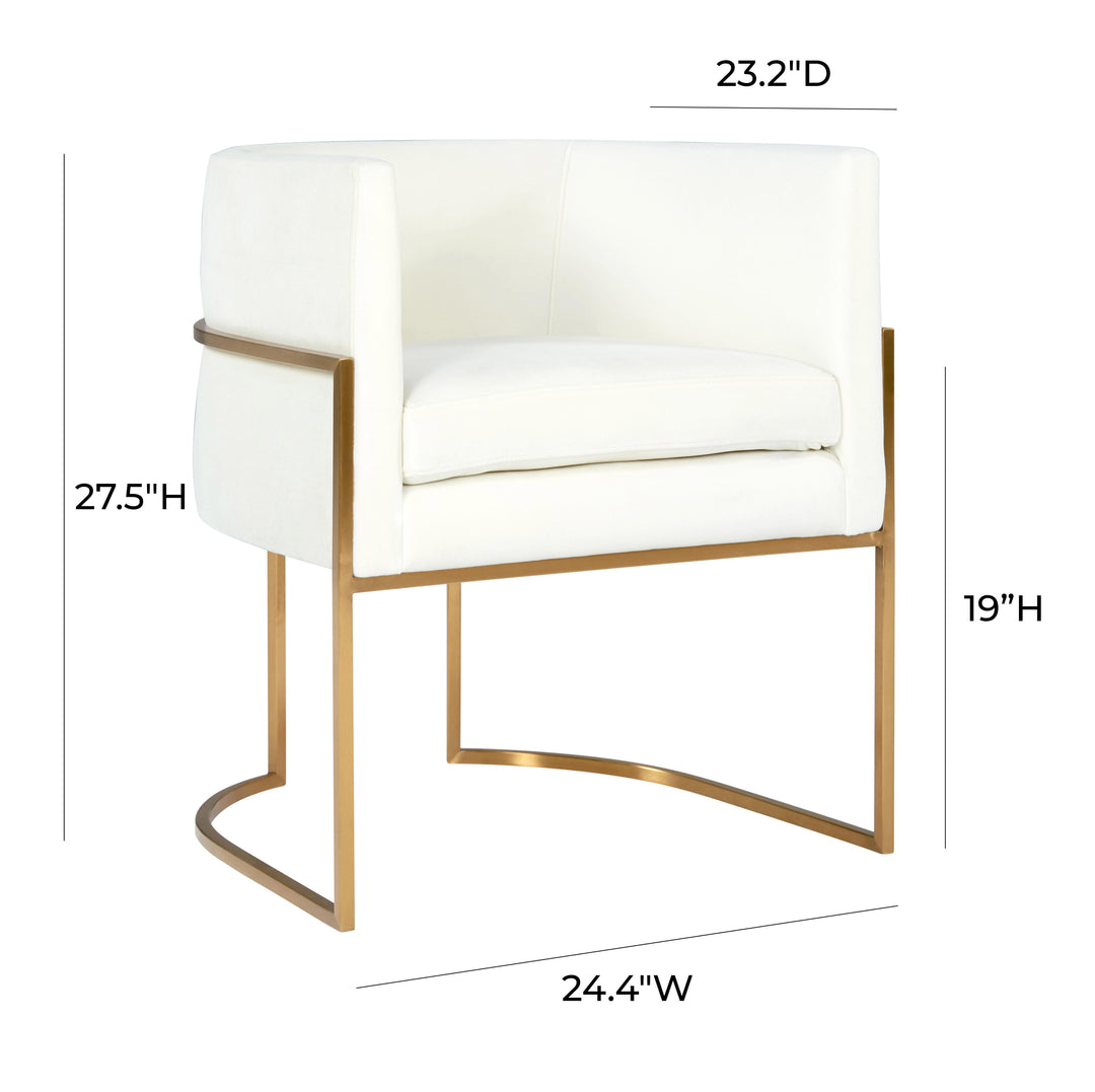 Giselle Cream Velvet Dining Chair Gold Leg