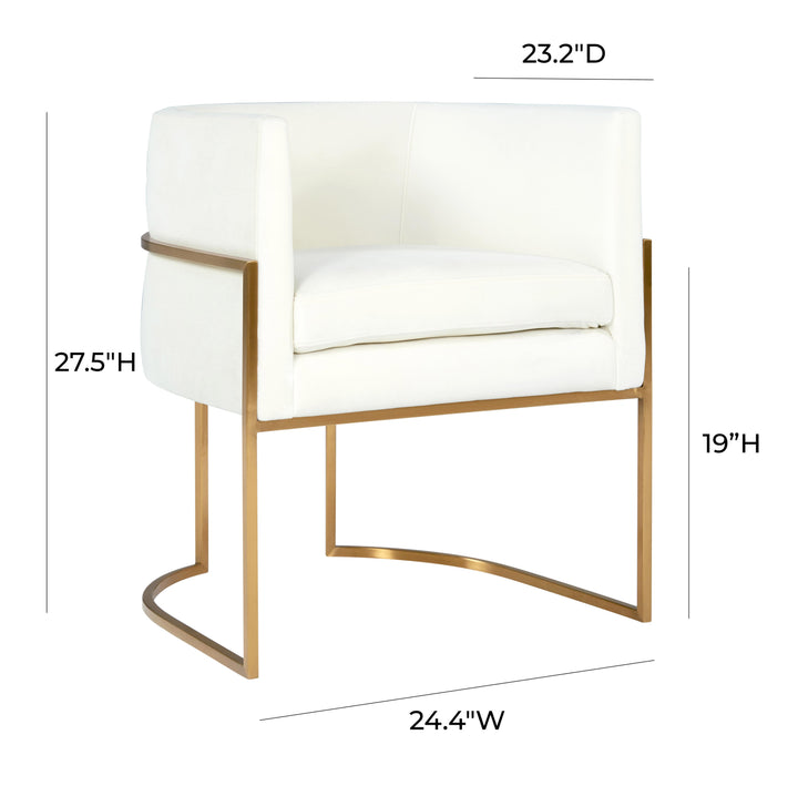 Giselle Cream Velvet Dining Chair Gold Leg