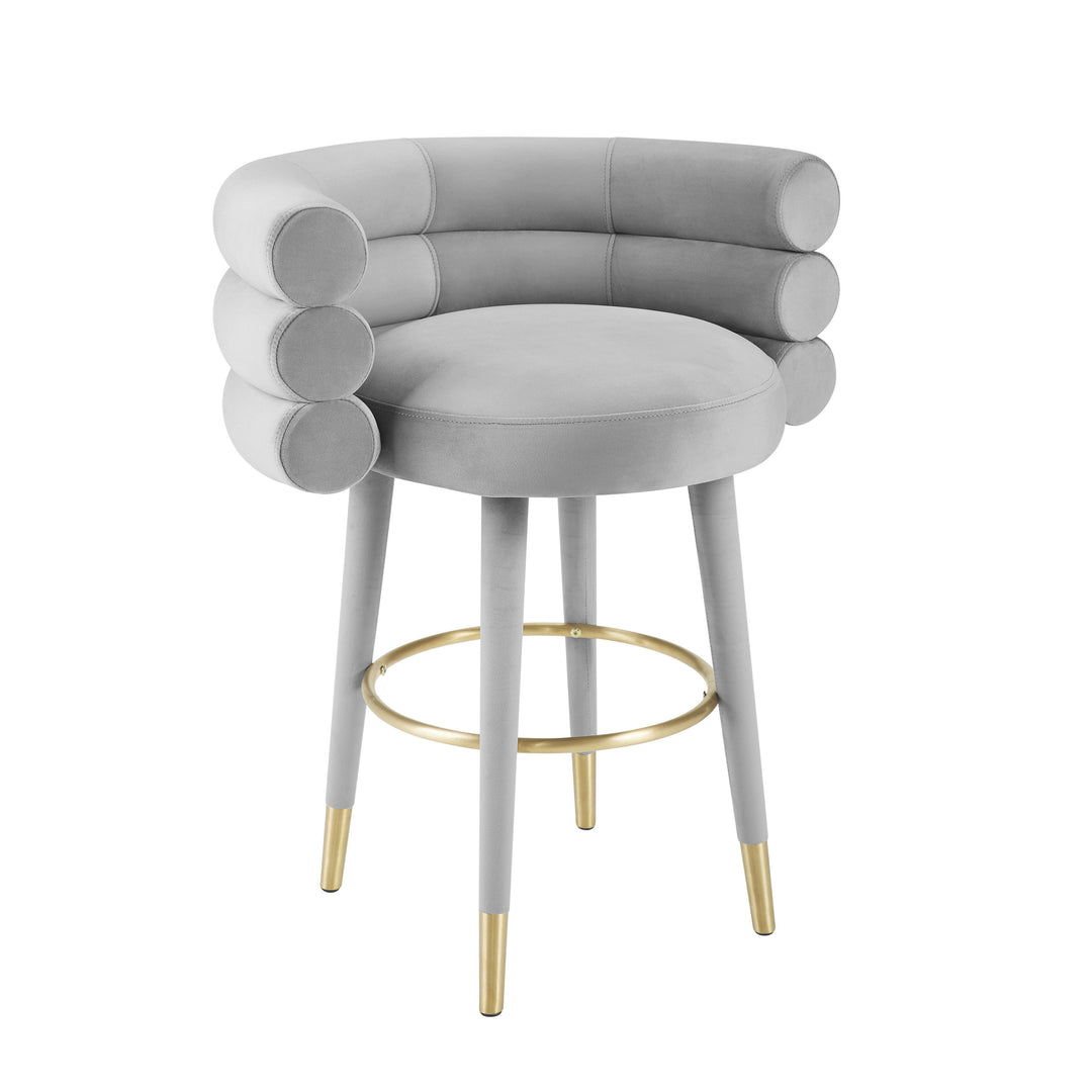 Betty Grey Velvet Counter Stool