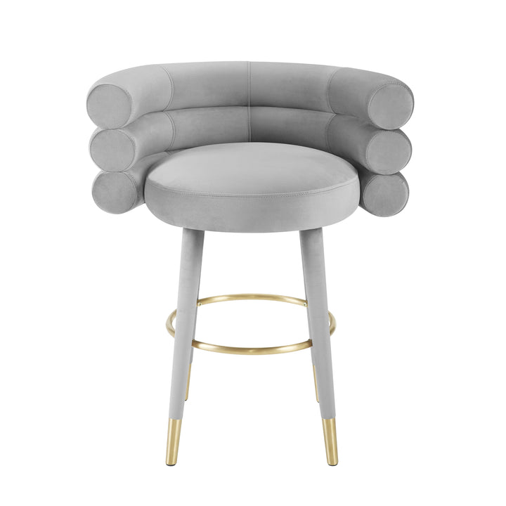 Betty Grey Velvet Counter Stool