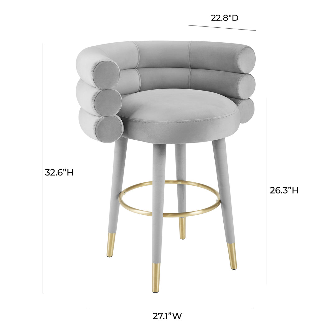 Betty Grey Velvet Counter Stool