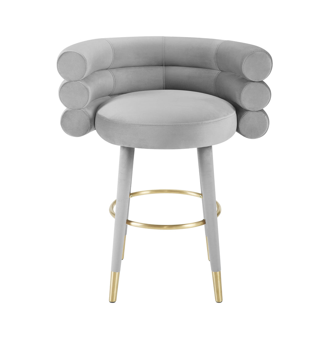 Betty Grey Velvet Counter Stool