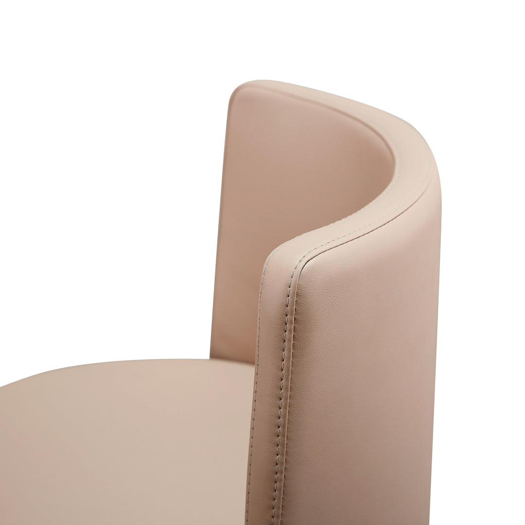 Loosha Cafe Au Lait Performance Vegan Leather and Rose Gold Adjustable Stool