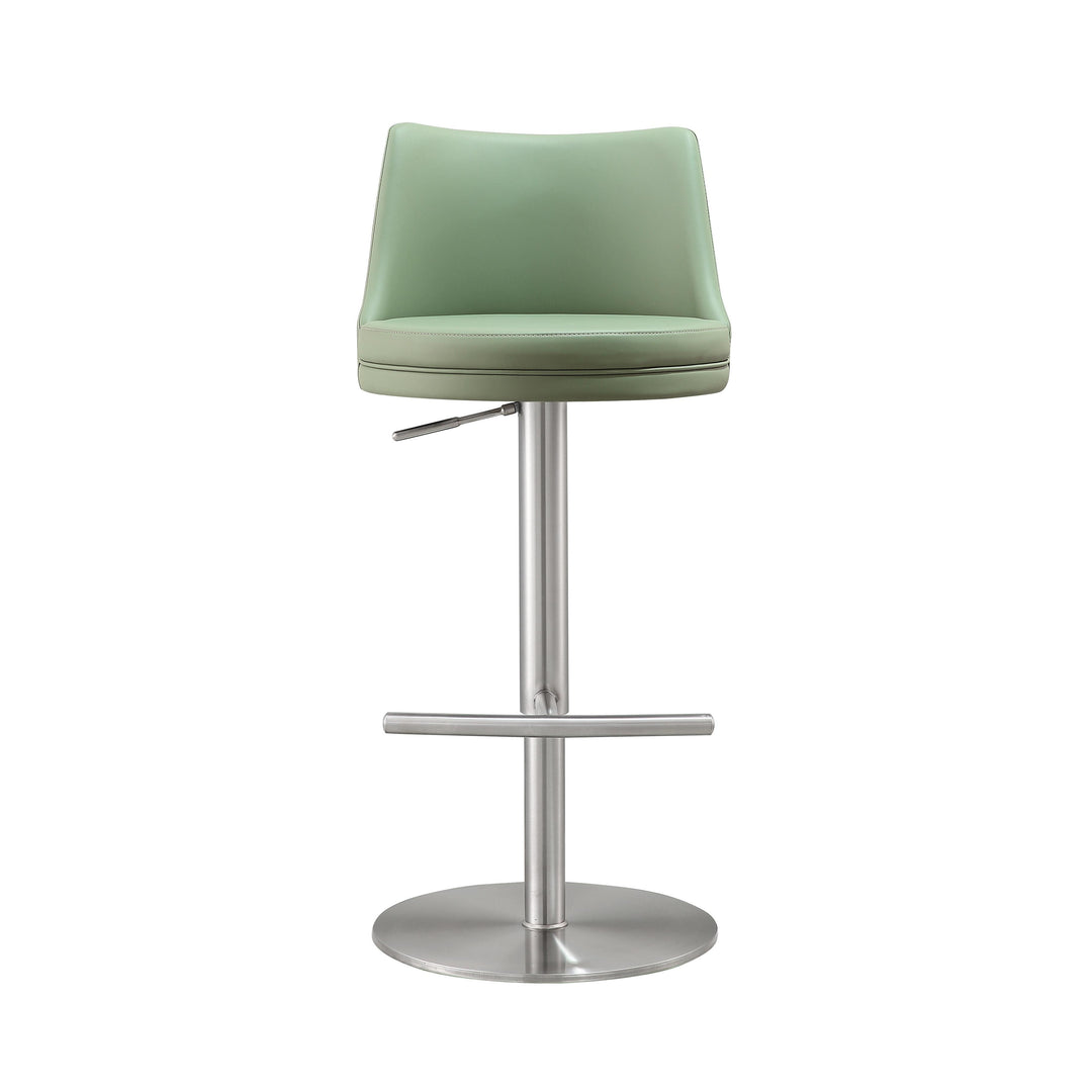 Reagan Sea Foam Green and Silver Adjustable Stool