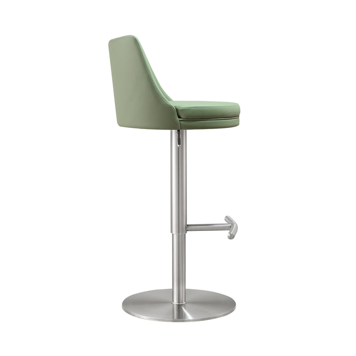 Reagan Sea Foam Green and Silver Adjustable Stool