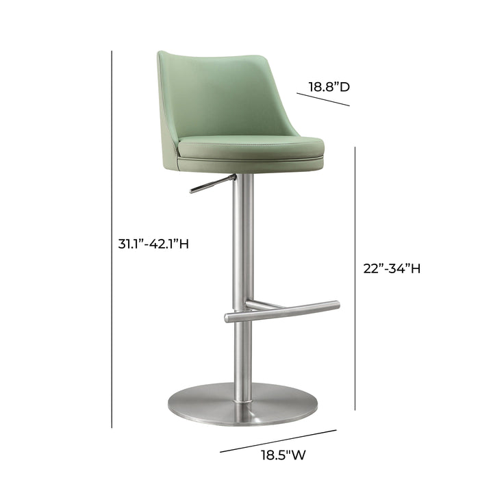 Reagan Sea Foam Green and Silver Adjustable Stool