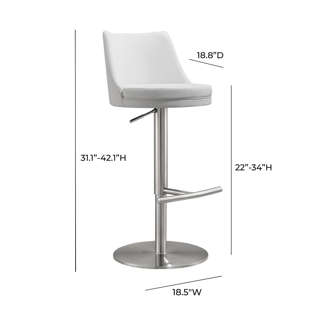 Reagan White and Silver Adjustable Stool