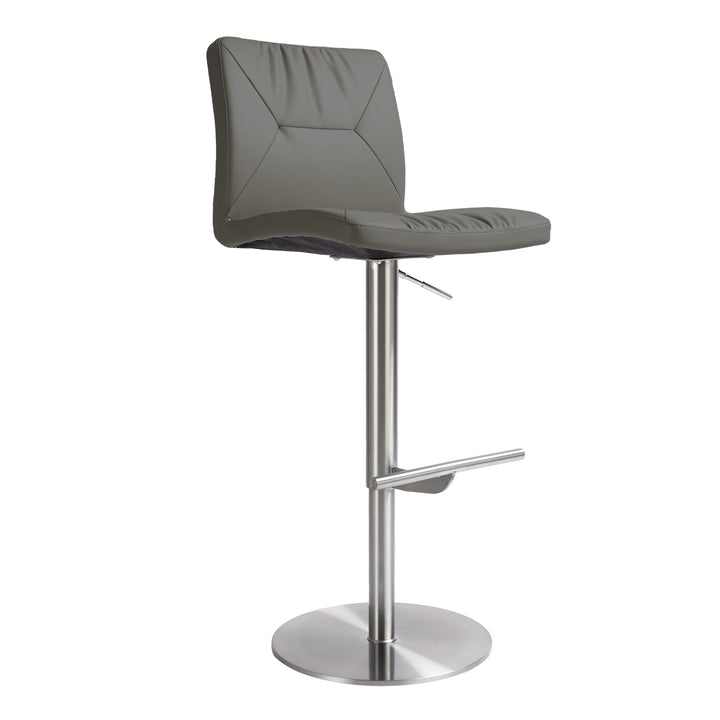 Paddy Dark Grey Vegan Leather on Silver Adjustable Stool