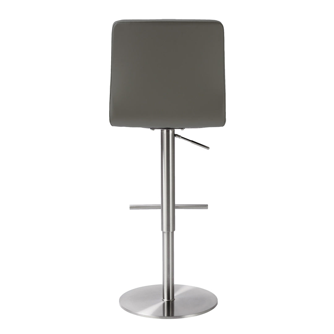 Paddy Dark Grey Vegan Leather on Silver Adjustable Stool