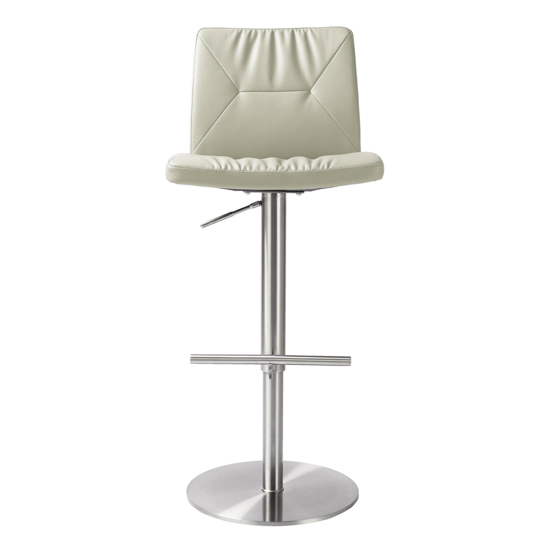 Paddy Light Grey Vegan Leather on Silver Adjustable Stool