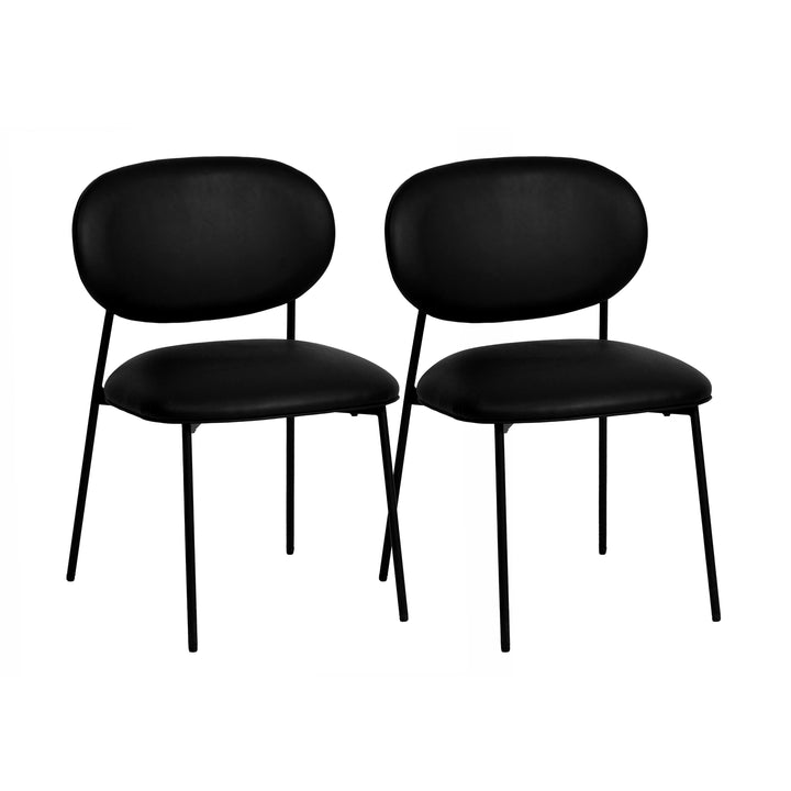 McKenzie Black Vegan Leather Stackable Dining Chair - Set of 2