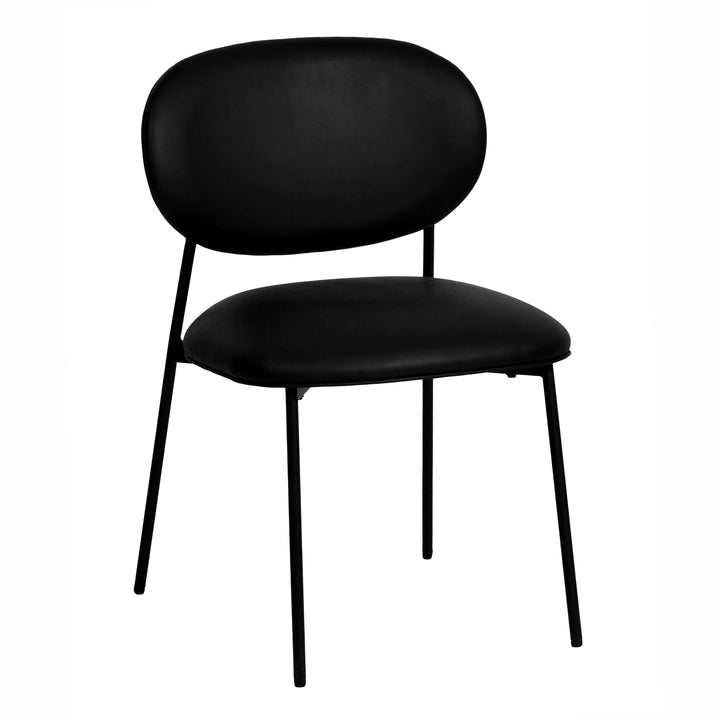 McKenzie Black Vegan Leather Stackable Dining Chair - Set of 2