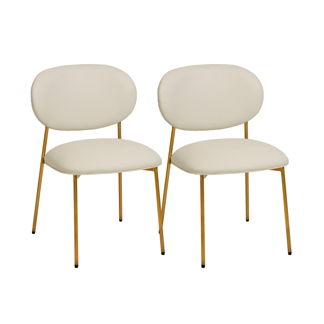 McKenzie Cream Vegan Leather Stackable Dining Chair - Set of 2