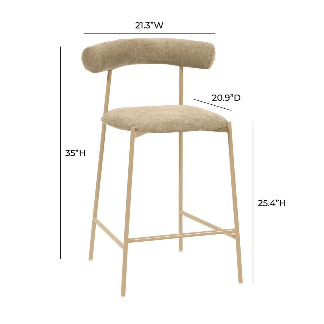 Liliana Taupe Velvet Counter Stool