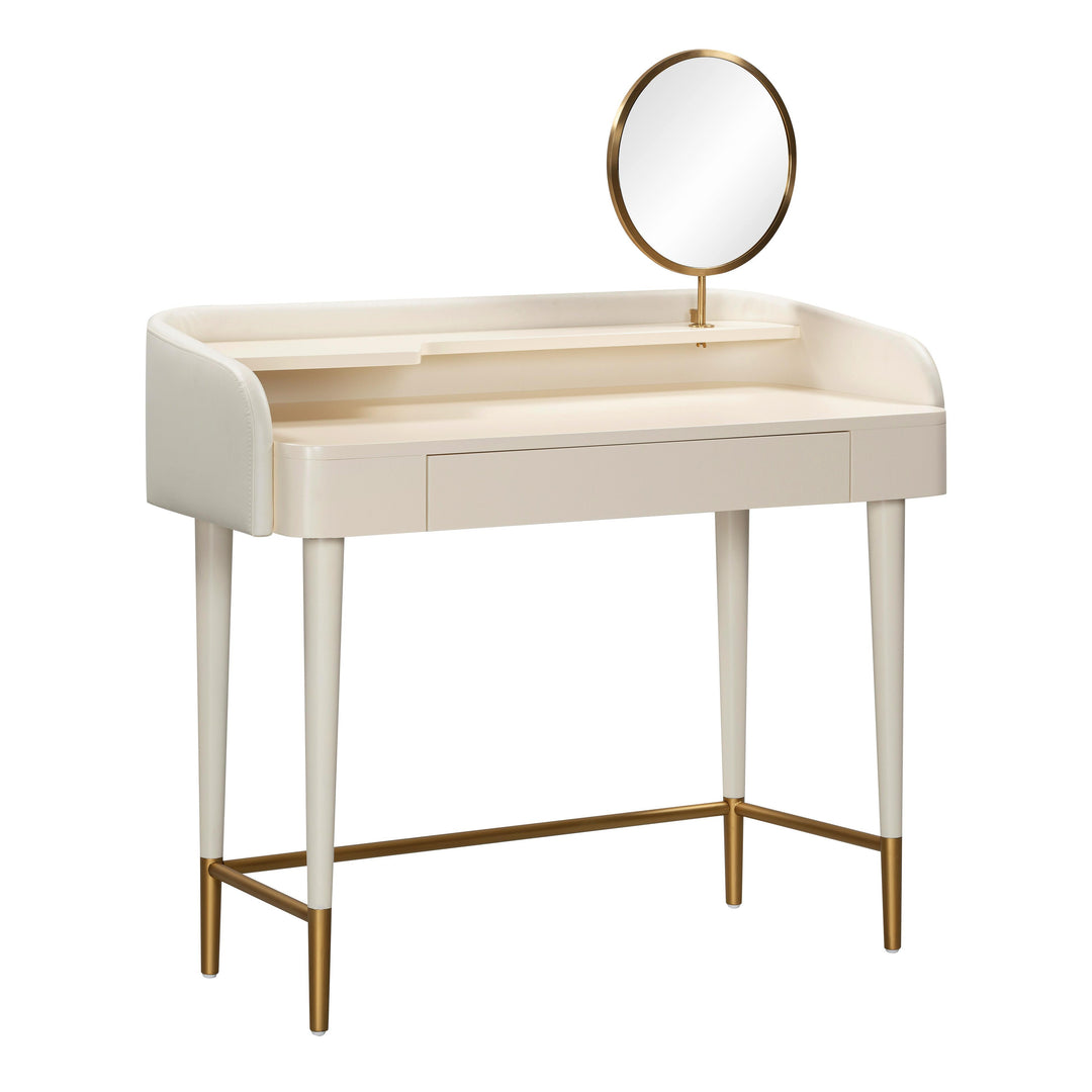 Penelope Cream Vegan Leather Wrapped Vanity Desk