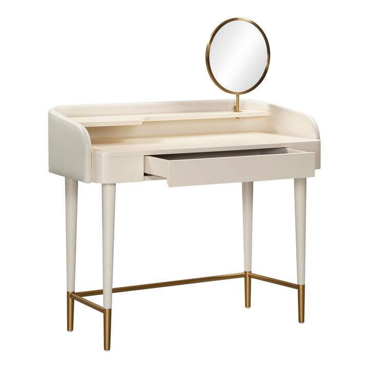 Penelope Cream Vegan Leather Wrapped Vanity Desk