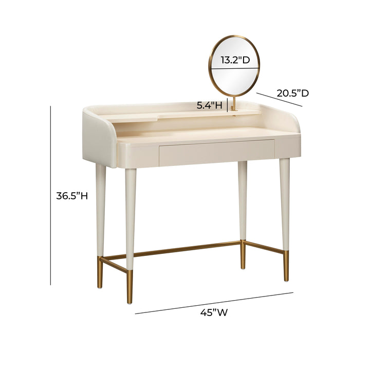 Penelope Cream Vegan Leather Wrapped Vanity Desk