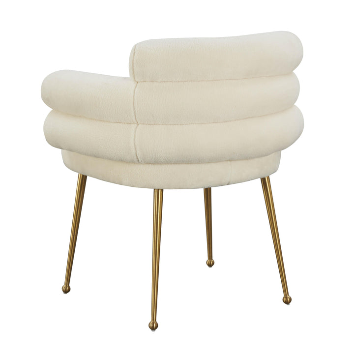 Dente Cream Faux Sheepskin Dining Chair