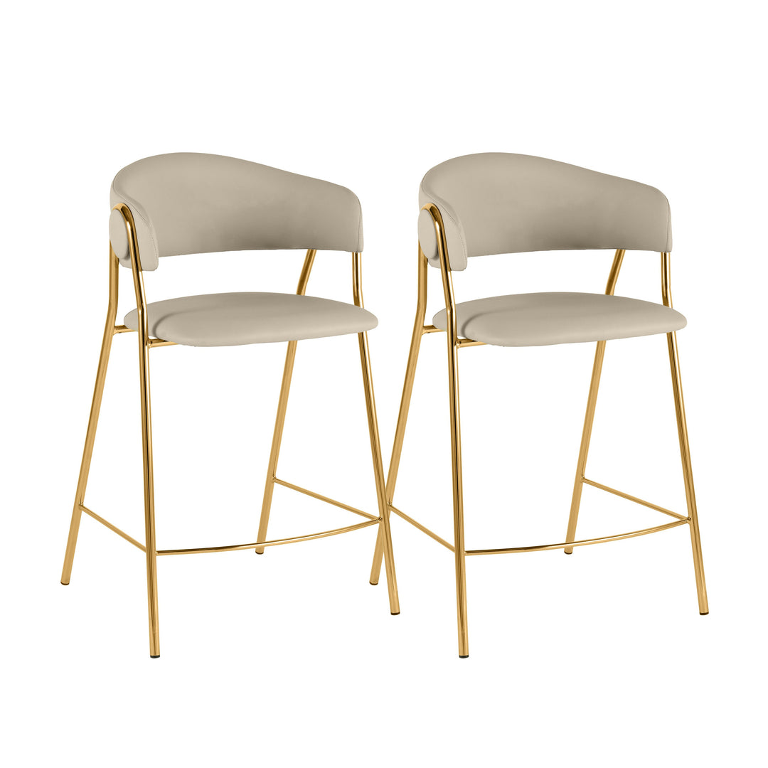 Lara Cream Performance Vegan Leather Counter Stool by Inspire Me! Home Decor - Set of 2