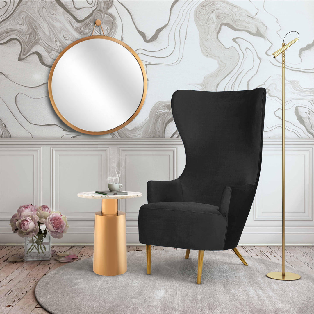 Julia Black Velvet Wingback Chair