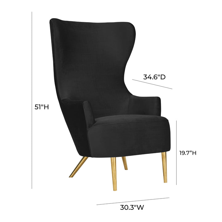 Julia Black Velvet Wingback Chair