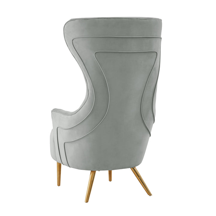 Jezebel Grey Velvet Wingback Chair