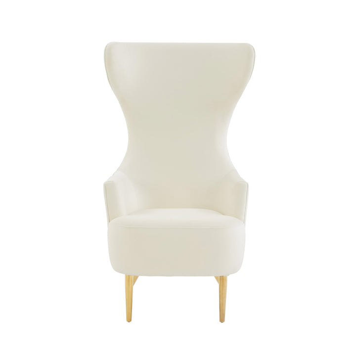 Julia Cream Velvet Channel Tufted Wingback Chair