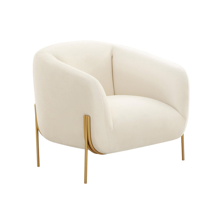 Kandra Cream Velvet Accent Chair