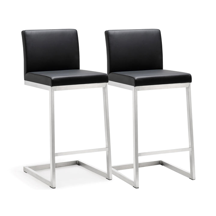 Parma Black Stainless Steel Counter Stool - Set of 2