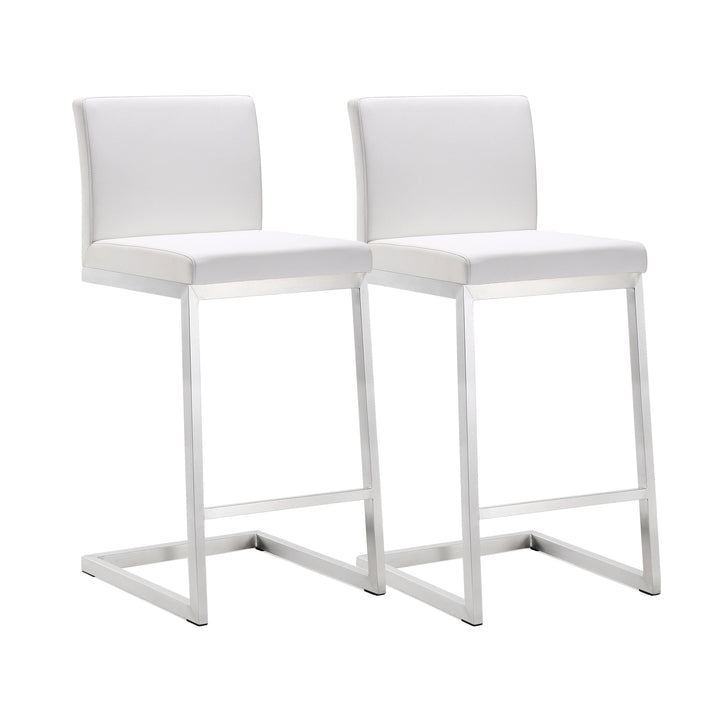 Parma White Stainless Steel Counter Stool - Set of 2