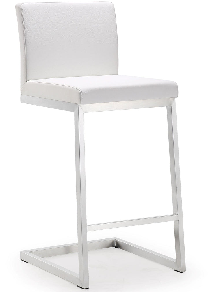 Parma White Stainless Steel Counter Stool - Set of 2