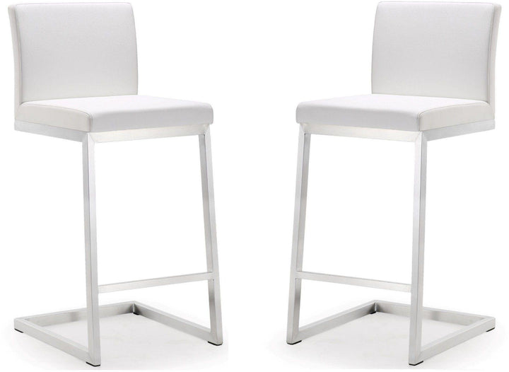 Parma White Stainless Steel Counter Stool - Set of 2