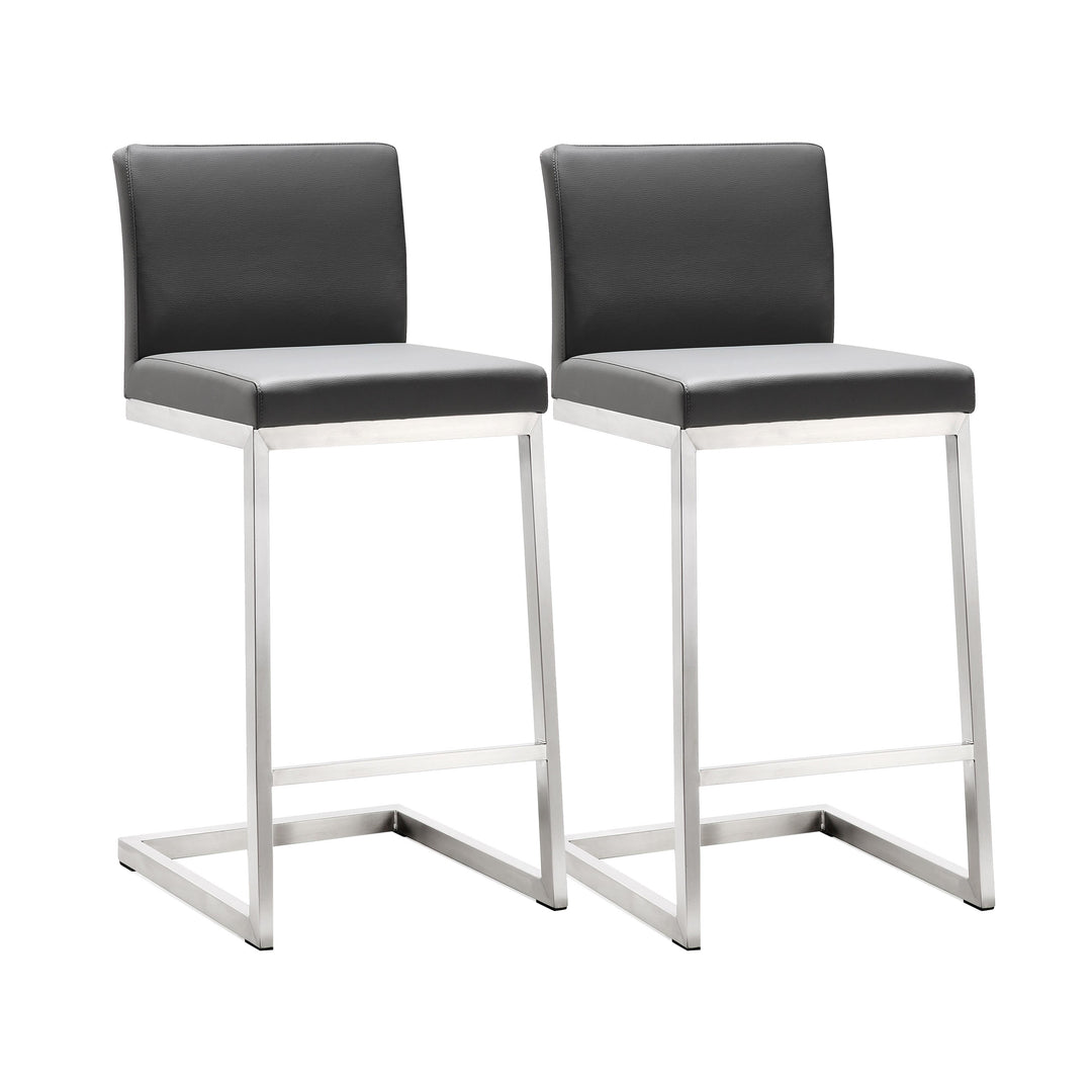 Parma Grey Stainless Steel Counter Stool - Set of 2