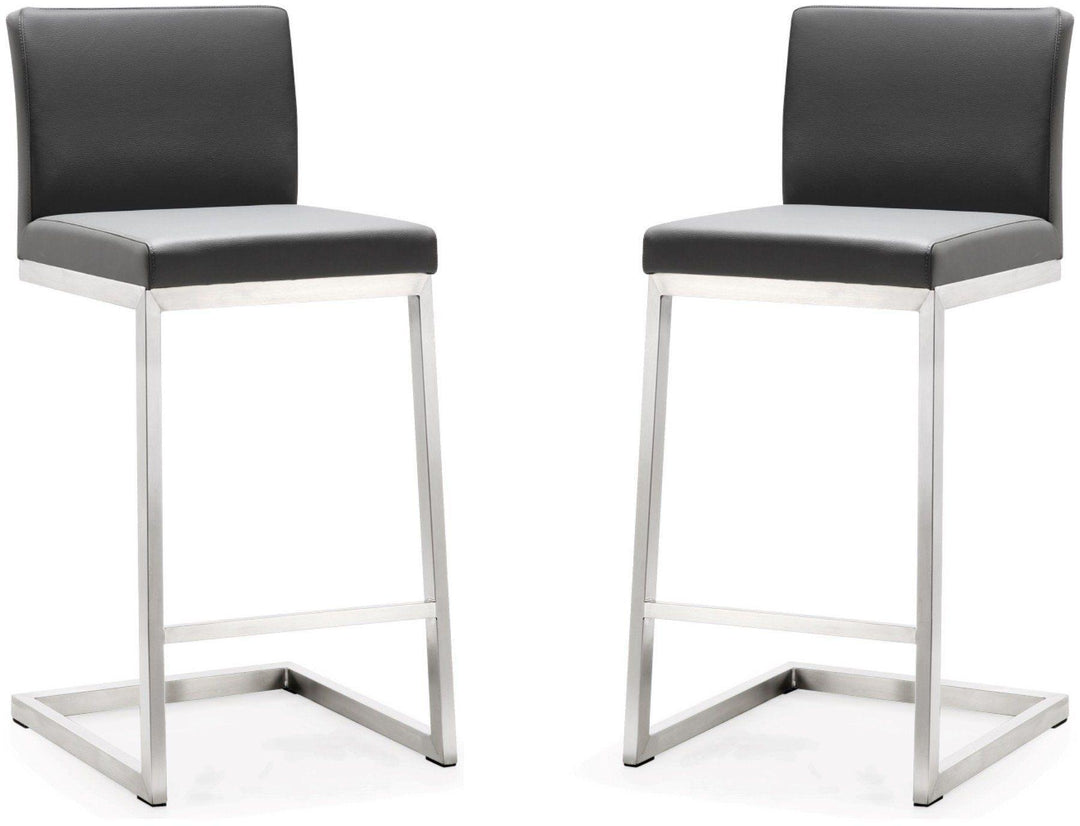 Parma Grey Stainless Steel Counter Stool - Set of 2