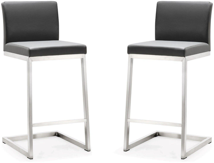 Parma Grey Stainless Steel Counter Stool - Set of 2