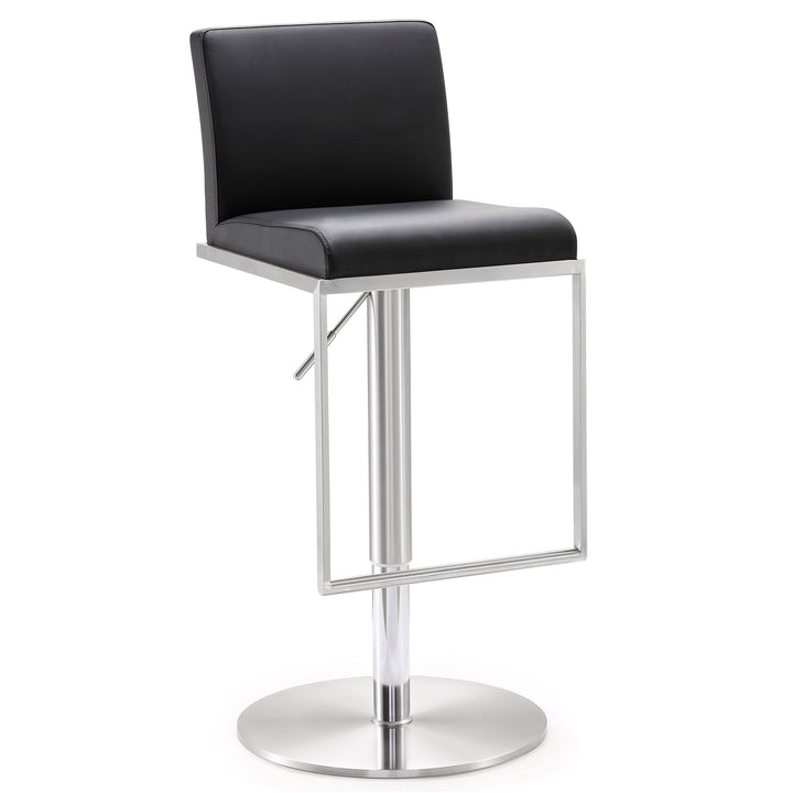 Amalfi Black Vegan Leather Adjustable Stool