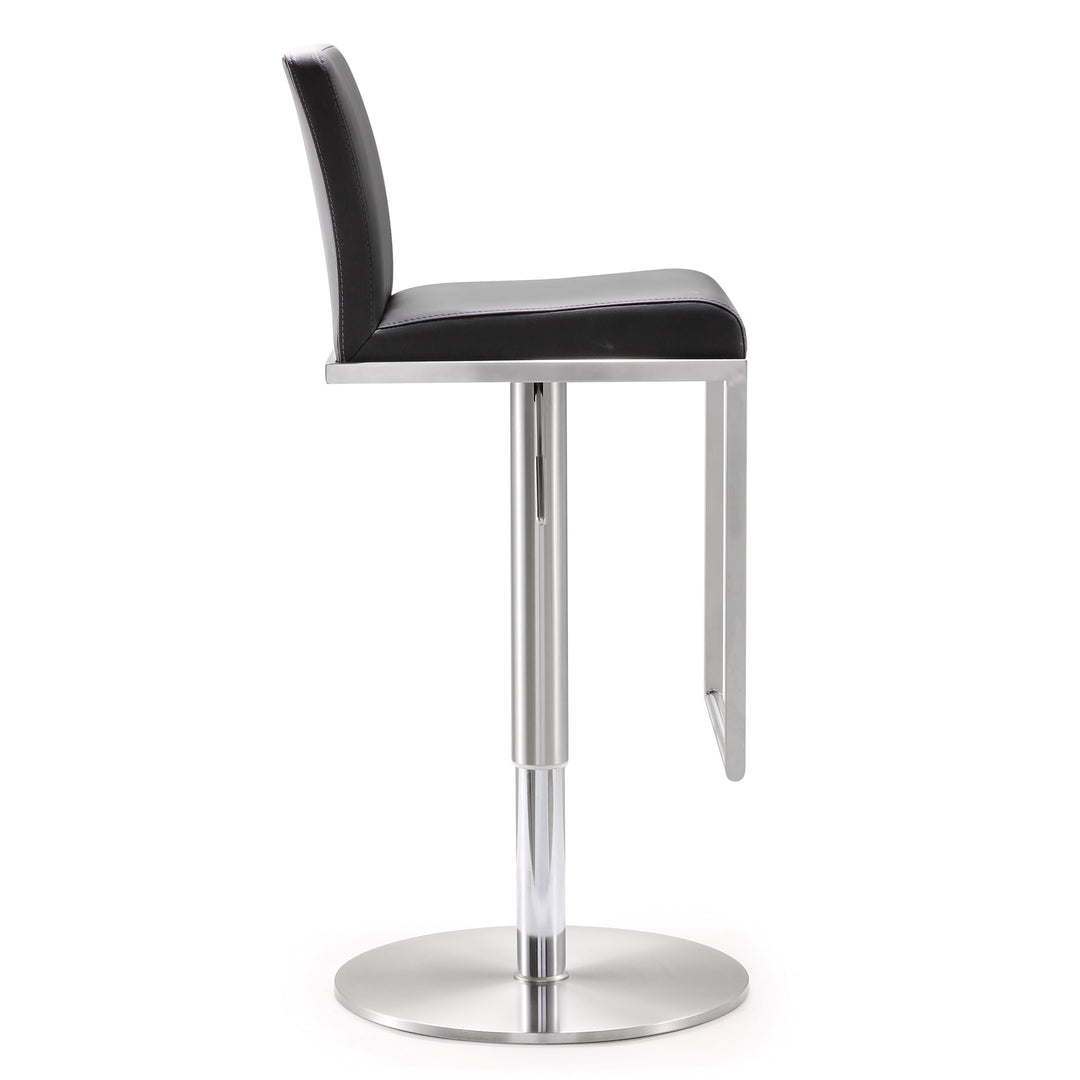 Amalfi Black Vegan Leather Adjustable Stool