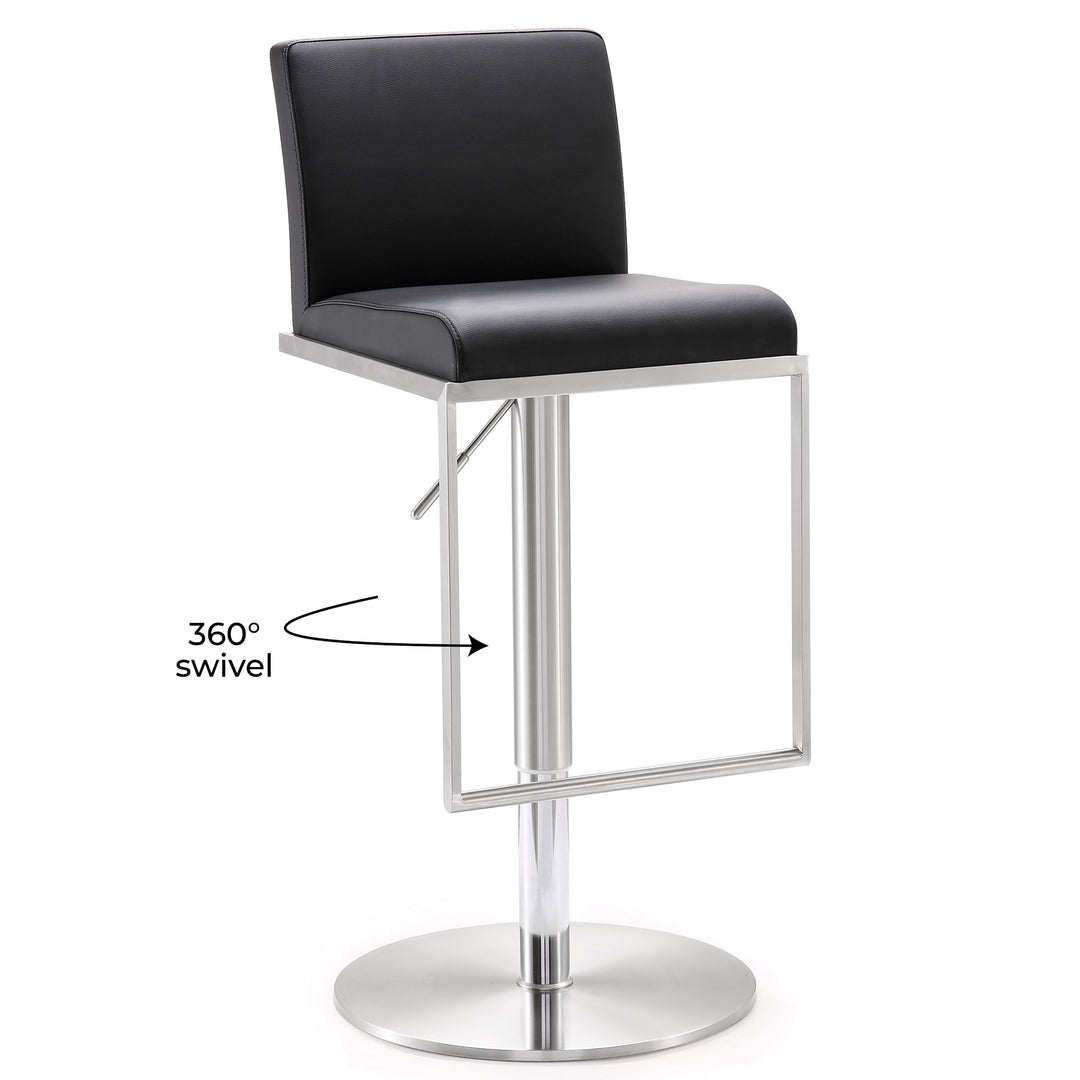 Amalfi Black Vegan Leather Adjustable Stool