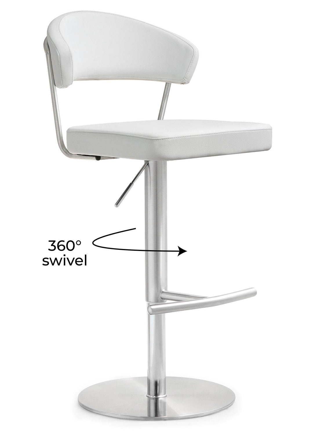 Cosmo White Stainless Steel Barstool